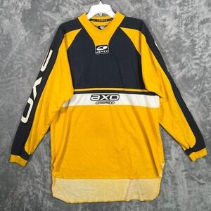 Vintage AXO Motocross Jersey Shirt Mens XL Yellow Black Ground Zero 90s Racing